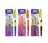 Pelikan Erase 2.0, Penna Cancellabile Ergonomica Roller, Inchiostro Nero, Rosso e Blu, Set Penne per Destrimani e Mancini, Penne Cancellabili per la Scuola, Ricaricabile, 3 Pezzi