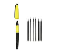 Pelikan Erase 2.0, Penna Cancellabile Ergonomica Roller, Inchiostro Nero, Set Penne per Destrimani e Mancini, Penne Cancellabili per la Scuola, Ricaricabile, 7 Refill Inclusi