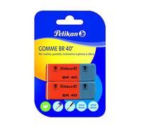 Pelikan Goma de Borrar BR40, Goma de Borrar Blanca para Lápiz, Lápices de Colores, Tinta y Bolígrafos, Apta para Dibujo Técnico y Uso Escolar, Paquete de 2 Piezas