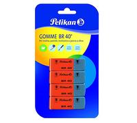 Pelikan Goma de Borrar BR40, Goma de Borrar para Lápiz, Lápices de Colores, Tinta y Bolígrafos, Apta para Dibujo Técnico, Artístico y Uso Escolar, Paquete de 4 Piezas