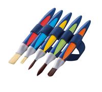 Pelikan Griffix, Juego de Pinceles Sintéticos para Niños, Ergonómicos y Lavables, Tamaños y Formas Variadas para Dibujar y Pintar, Pack de 5