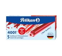 Pelikan GTP/5 - Cartucho tinta estilográfica, color rojo | Pelikan 4001 - Cartuchos de tinta de gran capacidad (5 unidades), color rojo brillante