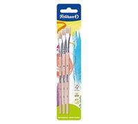 Pelikan Juego de 3 cepillos de cerdas 613F con 3 cepillos de cerdas (tamaño 8, 10 y 12)