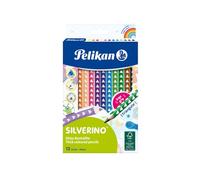 Pelikan – Lápices de colores Silverino, 12 colores, madera, forma triangular ergonómica