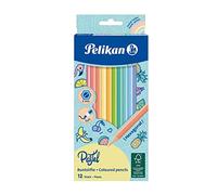 Pelikan® Lápices de madera 12 piezas en colores pastel | grafito de 3 mm | Para dibujar colorear bocetos creatividad bricolaje colorido | Para niños adolescentes a la escuela jardín de infantes