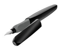 Pelikan, Pluma Estilográfica Twist, Diseño Ergonómico, Plumilla de Acero Inoxidable, Incluye Cartuchos de Tinta Azul Borrable, Color Negro