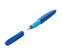 Pelikan, Pluma Estilográfica Twist, Diseño Ergonómico, Plumilla de Acero Inoxidable, Incluye Cartuchos de Tinta Azul Borrable, Color Azul