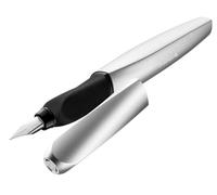 Pelikan, Pluma Estilográfica Twist, Empuñadura Ergonómica para Diestros y Zurdos, Silver, Tinta Azul, Made in Germany
