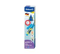 Pelikan, Pluma para Niños, Empuñadura Ergonómica para Zurdos, Plumín de Acero Inoxidable, Capuchón Giratorio, Color Azul