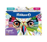 Pelikan Señal de subrayador, 16 unidades, colores surtidos en caja plegable con estampado de búhos