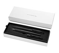 Pelikan, Set de Bolígrafo y Pluma Estilográfica Jazz Nobel Elegance, Diseño Moderno y Sofisticado, Tinta Azul, Con Clip Elástico y Elegante Caja de Regalo, Color Carbón