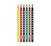 Pelikan Silverino - Juego de 6 lápices de colores triangulares y gruesos, 6 colores, lápices de colores con agarre y mango triangular