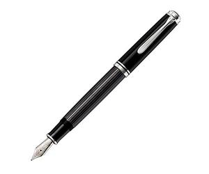 Pelikan Souverän Stresemann 957555 M805 - Pluma estilográfica de émbolo (plumín M, en caja plegable), color gris antracita
