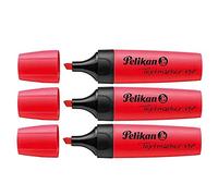 PELIKAN Textmarker 490 - Lote de 3 subrayadores (punta biselada, 1-5 mm), color rojo neón
