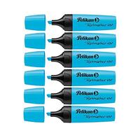 PELIKAN Textmarker 490 - Lote de 6 subrayadores (punta biselada, 1-5 mm), color azul neón