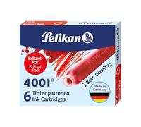 Pelikan Cartuchos de tinta para pluma estilográfica Standard 4001 TP/6 – Pack 3 x 6 cartuchos, rojo