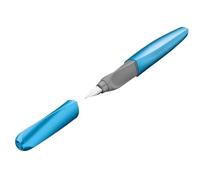 Pelikan Twist Frosted Blue, Pluma Estilográfica Ergonómica, para Diestros y Zurdos, para la Escuela y la Oficina, Plumín de Acero Inoxidable, Cartucho Azul Largo Incluido, Recargable