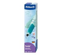 Pelikan Twist Mint, Bolígrafo Esferográfico Ergonómico, para Diestros y Zurdos, para la Escuela y la Oficina, Punta M Indeformable, 2 Cartuchos KM Azules Incluidos, Recargables