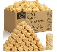 Pelle & Sol Encendedores Naturales 200 Uds de Lana de Madera para Barbacoa | Pastillas de Encendido para Barbacoa, Chimenea, Carbón y Leña, para BBQ, Horno de Pizza, Estufa, Brasero, Camping y Casa