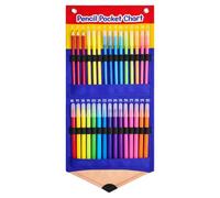 Pencil Parking Lot 30-Slot Space Saving Elastic PVC Wall Mount Dispenser | Pencil Rental Hanger Pen Holder For Home Office PVC Preschool School Library Kindergarten Student Teacher Kids