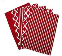 Penguin Home - Juego de 5 Toallas de té 100% algodón - Suave - Duradero - Diseño Elegante en Rojo con múltiples Patrones - Lavable a máquina - 65 x 45 cm