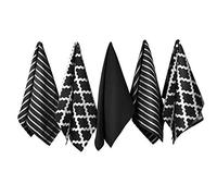 Penguin Home - Juego de 5 Toallas de té de algodón 100% - Suave - Duradero - Diseño Elegante en Negro con múltiples Patrones - Lavable a máquina - 65 x 45 cm