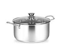 Penguin Home - Professional Induction-Safe Stainless Steel Casserole Pot with Lid - Sturdy Steel Handles, 24 x 12 cm/5 Litre