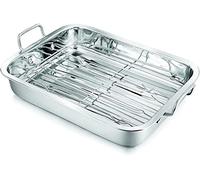 Penguin Home - Professional Stainless Steel Roasting Tray with Removable Rack -Mirror Finish - 37 x 28 cm