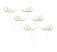 PENIKOKO Diadema Metálica con Astas de Ciervo y Gemas de Imitación Set de 3 Piezas para Niñas Accesorio Festivo Ligero y Flexible Adecuado para Celebraciones Navideñas y Fiestas