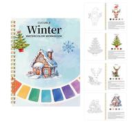 Penlimly Cuaderno De Acuarela Para Adultos - Cuadernos De Pintura Al Agua De Navidad | Manualidades De Papel Y Pintura Para Exploración Creativa Dibujo Coloreado Viajes Adolescentes Y Adultos