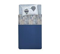 PENSIERI DELICATI Juego de Cama Individual MAX 100% Algodón,120x200 Que Incluye Sábana Bajera Debajo, Sábana Bajera Encima de Eso y 1 Funda de Almohada, Made in Italy, Volar Azure