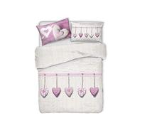 PENSIERI DELICATI Juego de Funda nórdica de Matrimonio 100% algodón, Completo con Funda de edredón de 250 x 200 cm y 2 Fundas de Almohada de 52 x 82 cm, Fabricado en Italia, Funda nórdica Lavable a
