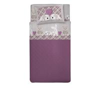 PENSIERI DELICATI Juego de sábanas de 1 Plaza y Media - 100% algodón - Juego de sábanas de 120 x 200 cm - Incluye sábana Bajera, encimera y 1 Funda de Almohada - Made in Italy - Fantasía de Peluche