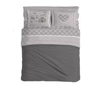 PENSIERI DELICATI Juego de sábanas matrimonial 100% algodón, Juego de sábanas de 180 x 200 cm, Incluye sábana Bajera, encimera y 2 Fundas de Almohada, Made in Italy, fantasía Chalet Beige
