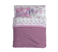 PENSIERI DELICATI Juego de sábanas matrimonial 100% algodón, Juego de sábanas de 180 x 200 cm, Incluye sábana Bajera, encimera y 2 Fundas de Almohada, Made in Italy, fantasía de Globos Rosas