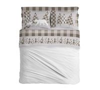 PENSIERI DELICATI Juego de sábanas matrimonial, Franela 100% algodón cálido y Suave, 2 plazas, 180 x 200 cm, Incluye sábana Bajera, encimera y 2 Fundas de Almohada, Made in Italy, Canadá Beige