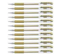 Pentel 0.8mm Sugerencia Hybrid Gel Metálico cómodo Grip dedo pluma de tinta - oro