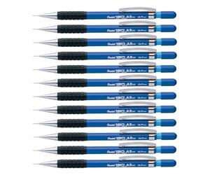 Pentel A300 Automático Lápiz con Caucho Agarre y 2 X Hb 0.5Mm Cable Barrel Ref A315-A Pack de 12-0.7mm (A37-C) Azul, 12