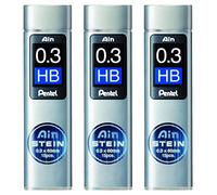 PENTEL AIN STEIN C273 - Juego de 3 cajas de 15 minas de 0,3 mm, dureza HB