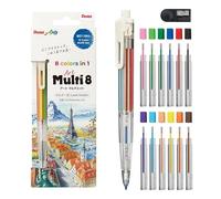 Pentel Portaminas Art Multi 8 multicolor, 8 minas de color + juego de repuesto (XPH804ST)