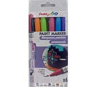 Pentel Arts Paint Marker MSP10 - Rotuladores de pintura permanentes, punta fina, negro, morado, rosa, naranja, verde claro, azul cielo