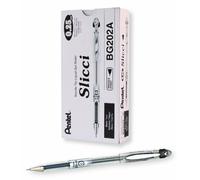 Pentel Arts Slicci - Bolígrafo de gel extrafino (tinta negra, 0,25 mm, 12 unidades)