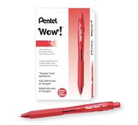 Pentel BK440-A - Bolígrafo (12 unidades, mecanismo de presión, zona de agarre ergonómica), color rojo