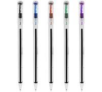Pentel BK77 Superb Bolígrafos - Punta de 0,7 mm - Pack de 5 - Negro, Azul, Rojo, Verde, Violeta