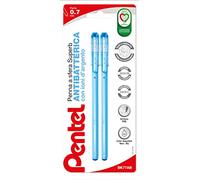 Pentel BK77AB Superb Antibacterial+ Bolígrafo de 0,7 mm, azul, 2 unidades