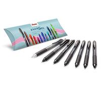 Pentel BL107-AO EnerGel Liquid Gel Bolígrafo + PL105-AX EnerGize X - Juego de 6 bolígrafos de gel negro + 1 portaminas de 0,5 mm/HB