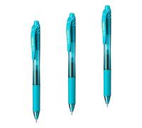 Pentel BL107-S3X - Bolígrafo Energel retráctil con punta de bola. Escritura en color turquesa. (Paquete de 3)