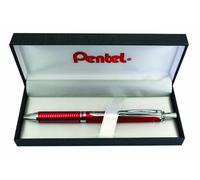 Pentel BL407B-BOX EnerGel Sterling - Bolígrafo de punta redonda, incluye caja de color rojo, grosor de trazo de 0,35 mm, diámetro de bola de 0,7 mm, color negro