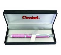 Pentel BL407P-BOX - Bolígrafo de punta rodante y caja (tinta de gel líquida, trazo de 0,35 mm, bola de 0,7 mm), color rosa y negro