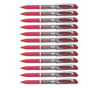 Pentel BL60-B EnerGel - Bolígrafo roller de gel con capuchón, 0,5 mm, 12 unidades, color rojo